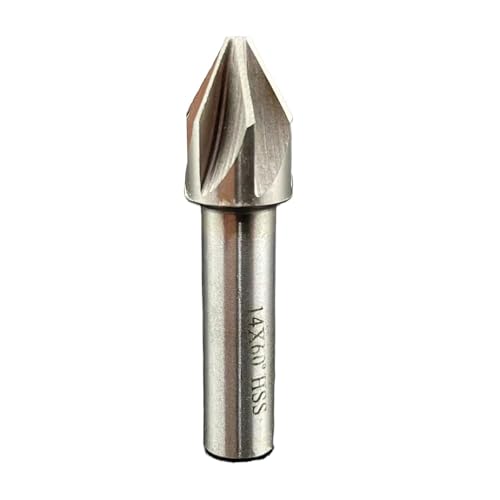 1pcs 60 Degrees Carbide Chamfer End Mill, 6-35mm Cutting Diameter HSS Countersink 6/8 Flute Chamfering Milling Cutter Deburring Tool CNC Router V Bit(14mm 60 Degrees)