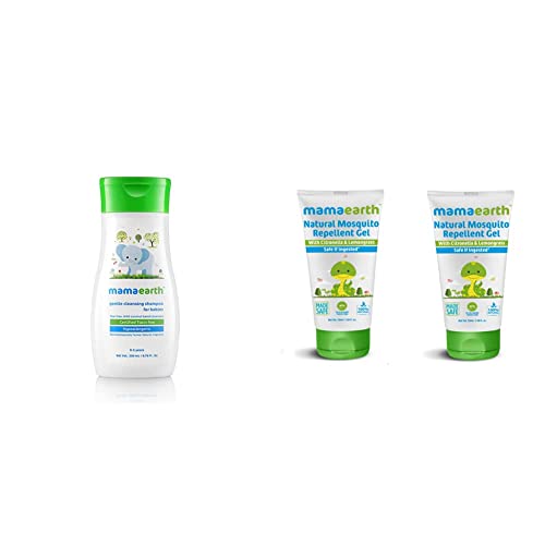 Image of Mamaearth Gentle Cleansing Baby Shampoo : New borns, babies and kids (0-5 Years).200ml & Mamaearth Natural Mosquito Repellent Gel 50ml. DEET Free. Protects from Dengue, Malaria & Chikunguny