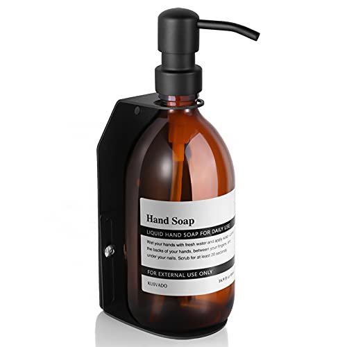Kusvado glass soap dispenser wall mounted, no-drill wal…