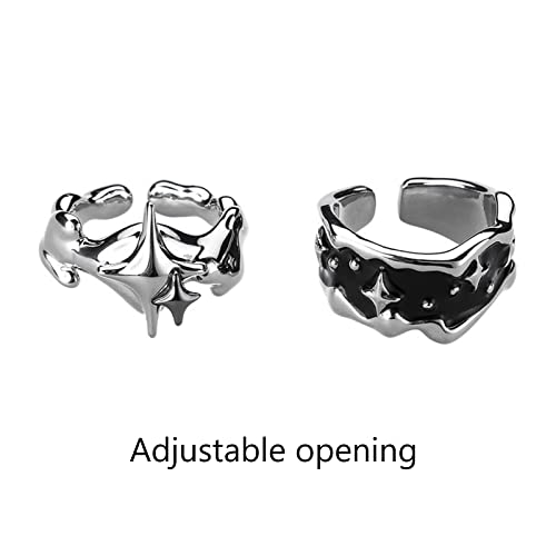 beertoy Pulseiras simples irregulares abertas punk ajustáveis com estrelas modernas, joias de declar