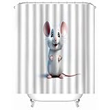 VIMOOR 120 x 180 cm Anti-Schimmel Duschvorhang Maus Polyester Wasserdicht Duschvorhänge Cartoon-Tiere Waschbar Badewanne Shower Curtains Anti-Bakteriell mit 12 Haken Badvorhang