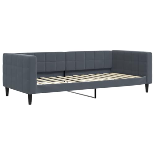 vidaXL Tagesbett, Gästebett ohne Matratze, Bettsofa Schlafsofa für Schlafzimmer Wohnzimmer, Bettgestell Lattenrost Sofa, Modern, Dunkelgrau 90x200cm Samt