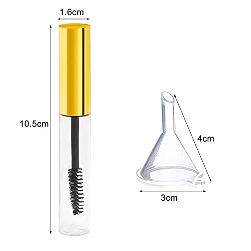 2Pcs 10Ml Empty Mascara Tube With Eyelash Wand,Golden Eyelash Cream Container Bottle With Funnels Transfer Pipettes For Applying Castor Oil And Diy Cosmetics #TOP2