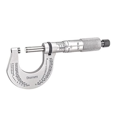 Starrett Outside Micrometer With One-Piece Spindle, Advanced Sleeve Design And Tapered Frame - Quick And Easy Adjustment,0-1" Range.0001" Graduations - T230Xrl #TOP6