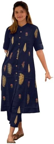 ANNI Designer Viscose Blend Kurta for Women | Kurti Set Woman | Kurta with Pant | A Line Printed Co Ord Outfit | Cord Style Ethnic Clothing | Yellow Long Dress Office Party Indian Traditional 2 Piece