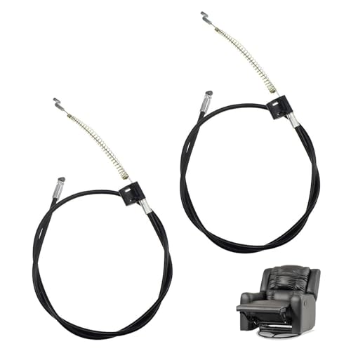 2 Pcs Replacement Recliner Chair Cable, Sofa Recliner Handle Metal Cable, Universal Fit with Spring Hook, Compatible with Massage Chairs, Electric Recliners, Couch Release Lever, Steel Wire 95cm