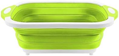 Sturdy Cutting Board Multifunction Washing Vegetable Fruit Storage,Foldable 3 in 1 Multifunction Chopping Board Place Saving (Color : Gray) (Green)