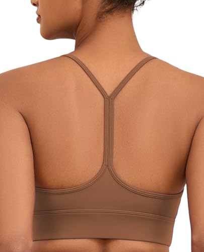 Image of Womens Y-Back Sports Bra, Weightless Padded Yoga Bra, Spaghetti Strap Low Impact Gym Top for Workout & Daily Wear
