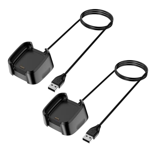 Oumida Charger for Fitbit Versa Lite/Versa SE/Versa 1(NOT for Versa 2) Replacement USB Charging Cable Durable Portable Charging Dock Cord for Fitbit Versa Lite/SE/Versa Smartwatch (2 Pack) 3.3FT