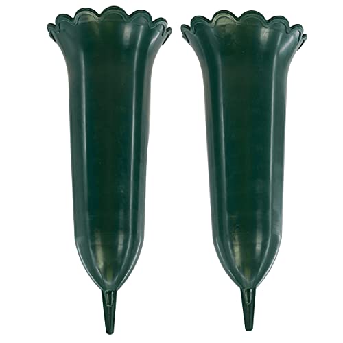Set of 2 Green Spiked Memorial Grave Flower Vases Cemetery Cone Vase Fresh/Artificial Flower Pot Holder