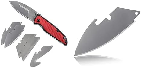 COAST SHIFT, EDC Cuchillo plegable de hoja reemplazable con 12 piezas de cuchillos de repuesto para desollar, funda incluida, rojonegro, para caza,