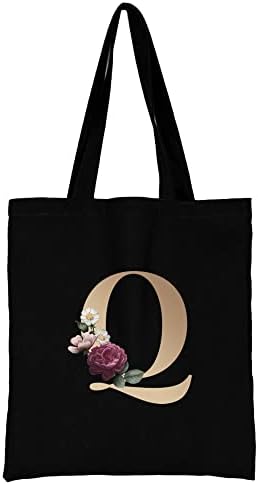 26 Letter Printed Canvas reusable grocery bags, Foldable Casual Travel HandBag, Shoulder Beach Tote Bags, Shopper bag eco friendly super strong washable Storage bags Shopping bag Canvas bag for Women