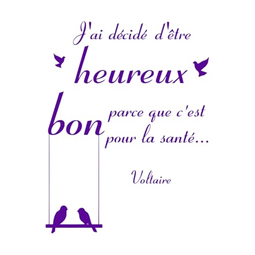 French Inspirational Quote Wall Sticker Bedroom Playroom Decided to Be Happy Because It's Good for My Health Family Wall Large - 68x89cm