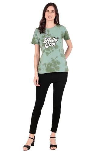Image of Stories.Label Women 100% Cotton Printed Tshirt in Ribbed Neck Includes Plus Sizes, Regular Fit and Half Sleeves (Sizes Medium -5XL)