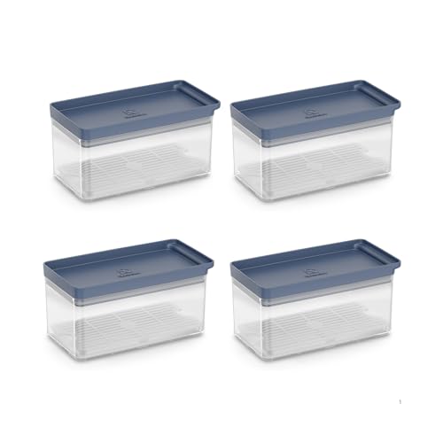 Electrolux Kit 4 Potes Herméticos Organizadores com Escorredor 1,5L, Organizadores de Geladeira, Modulares, Empilháveis