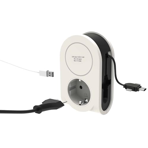 Cargador USB Flex 3en1 REV con cable flexible de 0,8 metros y enchufe integrado funcional 4