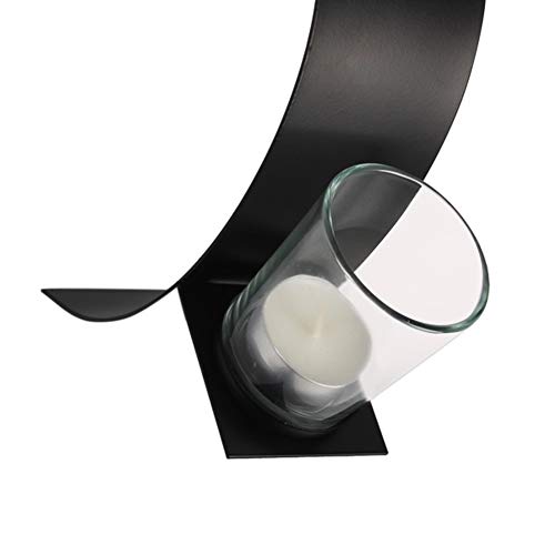 Calidaka 2 Pcs Modern Art Candle Holder,Wall Iron Art Candle Holder With Glass Cup Wall Candle Sconces Set Candle Holder Metal Black For Home Wedding Living Room Decoration #TOP4