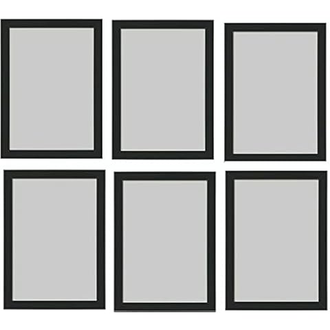 M1SS (Pack of 6) - 5x7 inch Black Photo Frame, Wall Mount or Table Top, Picture Frame, Freestanding and Wall Mountable Cover