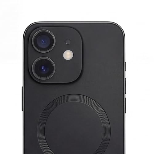 Image of amazon basics Premium Mag-Safe Case for iPhone 12 | Shockproof & Anti-Scratch Cover | Soft Silicone with Wireless Charging | Camera Lens Guard - Black