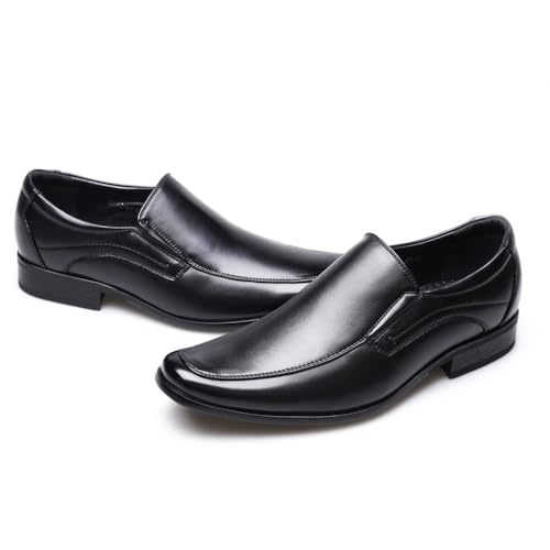 Formal Shoes for Men Slip On Apron Toe Round Toe PU Leather Resistant Non Slip Block Heel Outdoor(Black,10 M US)3
