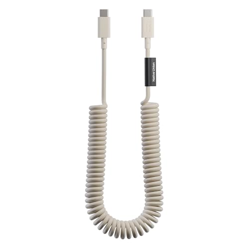 Image of Native Union USB-C Pop Cable XL - Coiled Extendable - 7.9ft Ultra-Strong Charging Cable Compatible with iPhone Air, 17e, 17 Pro Max, iPad Pro M5, Galaxy S26, Fold 7 (Sandstone)