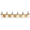Yaohong Bathroom Vanity Light Fixtures in Brushed Brass, 6-Light Farmhouse Vanity Light with Clear Glass Shades…