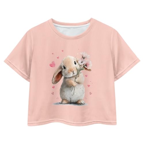 Image of Girls Fashion Crewneck Tee Shirts Casual Short Sleeve Crop Top Summer Outfits 5-14 Year