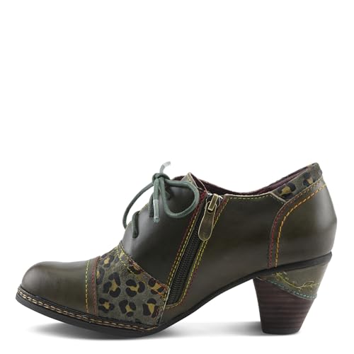 Spring Step L'Artiste Hunteera Oxford Heels | Baroque-Inspired Leather Lace-Up Shoes with Leopard Print Accents3