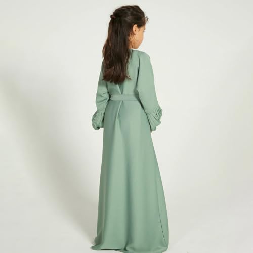 Abaya Girl Muslim Dress with Hijab Eid Ramadan Islamic Clothes Afghan Dubai Attire Bishop Sleeve Arab Prayer Dress2
