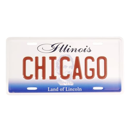 Imán decorativo placa Chicago Illinois 3.4 x 1.75 pulgadas