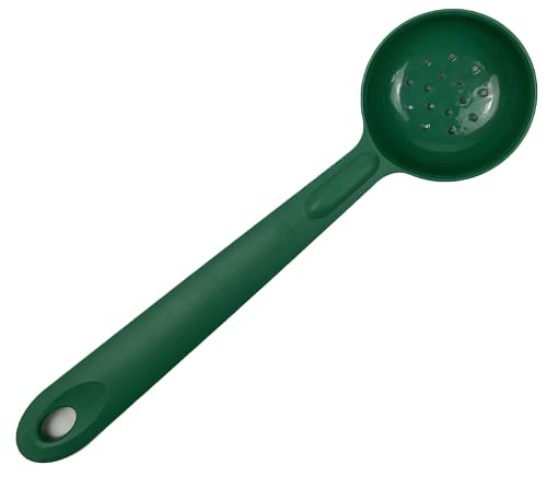 Rite-Size 4 oz. Perforated Round Circle Server Portion Utensil, Copolymer Plastic Heat Resistant Professional Cooking Tool, Green