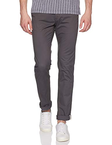 Image of Indian Terrain Men's Slim Fit Casual Trousers (ITMTR00284 Dark Grey 50)
