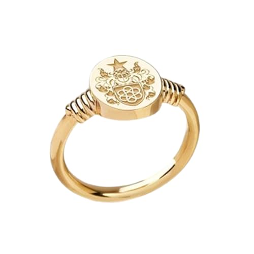Bague en argent 925 avec armoiries et placage or pour une élégance intemporelle