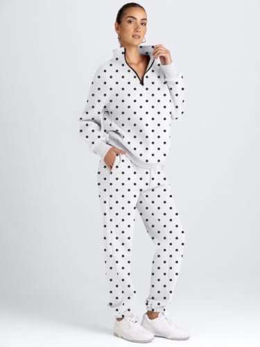 Image of AUTOMET Women's Sweatsuits 2 Piece Outfits Lounge Sets | Cozy Airport Outfits,Casual Sweat Sets for Fall and Winter,Half Zip Pullover and Baggy Sweatpants with Pockets