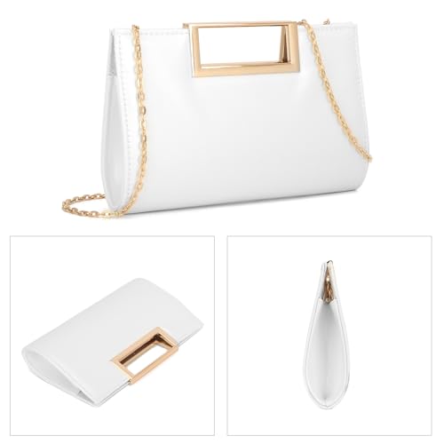 EVEOUT Pochette en cuir PU Femmes Clutch Sac à main de Soirée avec chaîne Sac à bandoulière élégant pour Mariage Plage Vacances(Blanc) – vue 4