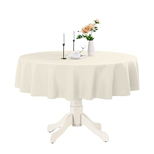 Romanstile Round Tablecloth - Waterproof Stain Resistant Washable Polyester Table Cloths Decorative Table Cover for Kitchen/Dining/Wedding/Parties (Ivory, 70 Inch)