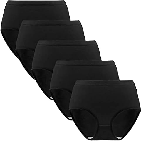 Yintry Women's High Waist Panties, Ladies Tummy Control Cotton Briefs, Stretch Underwear, Short Knickers, 6 Pack S M L XL XXL (S, 6 Black) Cover