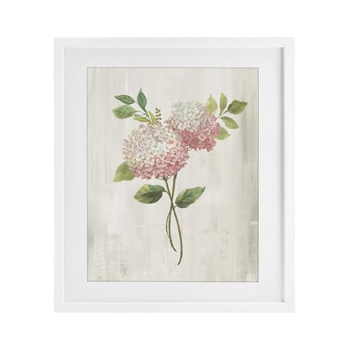 Pink Hydrangea Botanical, 17 x 21 Inch Framed Print Under Glass