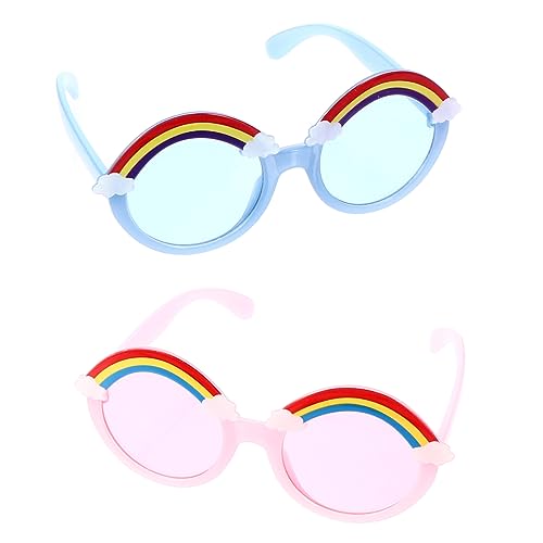 2pairs Cartoon Boys and Girls Sunglasses Heart Shape Glasses Decorative Boy Girl's Shades Stylish Eyewear Outdoor Eye Protection