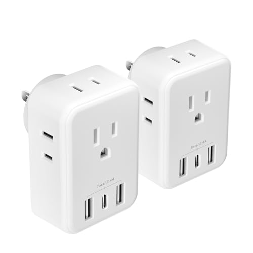 Image of BN-LINK Multi Plug Outlet Extender 2 Pack, Outlet Splitter with 4 Outlet and 3 USB Ports (1 USB C), 4-Sided Multiple Plug Expander for Travel Kitchen Dorm Room Cruise Ship Essentials, White