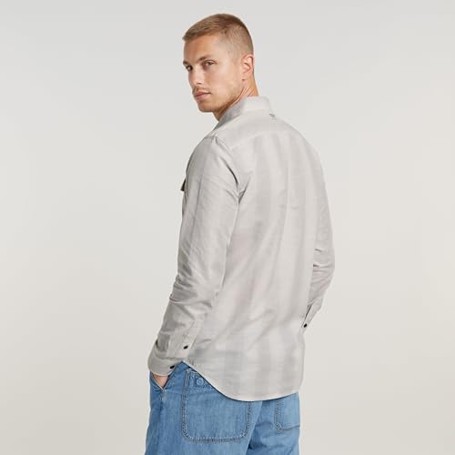 G-STAR Men's Marine Slim Long Sleeve Shirt Mehrfarben (Grey Alloy Shadow Stripe D24963-D590-G452) L – Ansicht 2