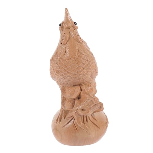 Cabilock Holz Hühnerstatue Aus Rosenholz Handgefertigte Hühnerfigur Für Garten Und Wohnraum Langlebige Deko Mit Realistischem Design Für Hühnerliebhaber