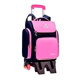 Mochila Escolar Com 6 Rodinhas Resistente Impermeável Pink Rosa com Marinho