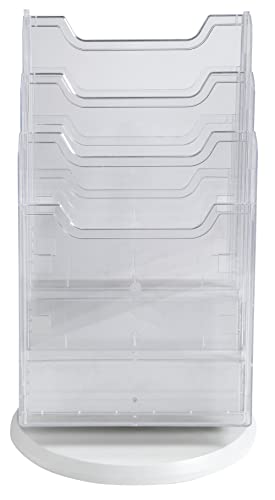 Exacompta 60558D Tisch-Prospekthalter drehbar DIN A4 mit 6 Fächern aus starkem transparentem Acryl ideal zur Präsentation von Katalogen Flyern Zeitschriften