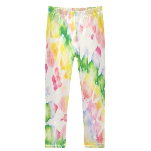 Girls' Leggings Ankle Length Printed Leggings Tie Dye Rainbow Heart Soft Comfortable Pants for Kids 4-10 Years