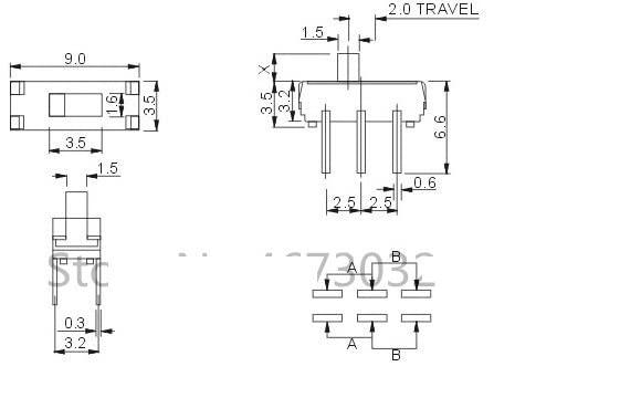 Interrupteur à glissière MSS22D18 haute précision 2P2T FFOCCO micro switch 20x - 5