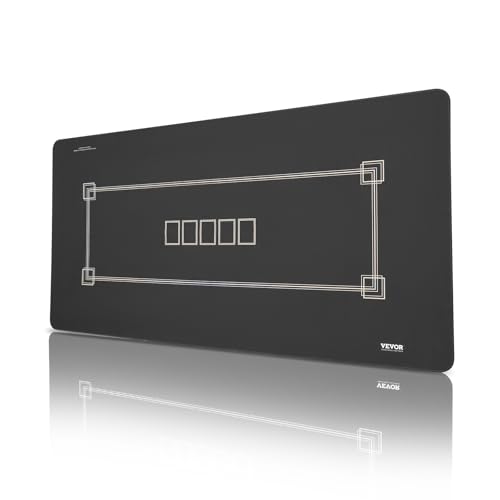 VEVOR Tapis de Poker 180x90 cm, Tapis de Jeu de Cartes pour 6 à 8 Joueurs Pliable, Nappe de Table de Poker pour Jeux de Poker Étanche, avec Sac de Transport, Salle de Poker, Rectangulaire, Noir