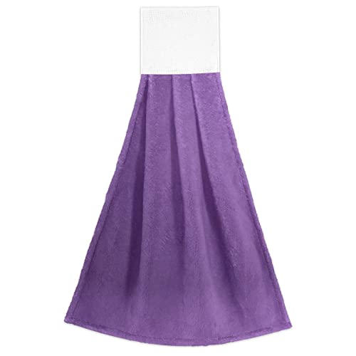 Kigai Purple Solid Color Hanging Tie Towels Set Of 2, Absorbent Hand Towels Tea Bar Dish Dry Towels For Kitchen Bathroom Home Decor, 14 X18.2 Inch #TOP5