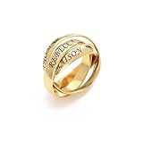 MYKA Personalisierter russischer Ring 'Charlize' aus 925er Sterlingsilber, 18 Karat vergoldet und mit Roségold überzogen, für Damen, Damen, Ehefrau, Oma, personalisierbar