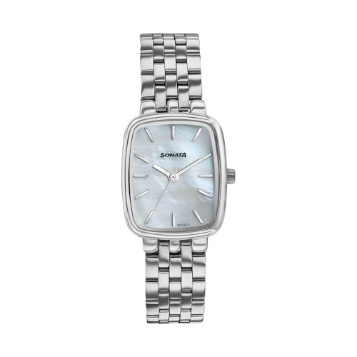 Image of Sonata Festive 2.0 Quartz Analog with Mother of Pearl Dial Silver Sheet Metal Strap Watch for Women - 87108SM01